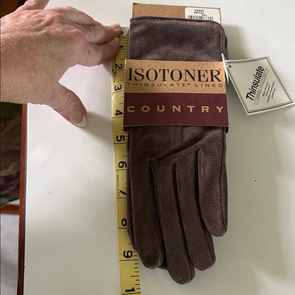 isotoner Country Suede gloves  Dark Brown Thinsulate-Lined  ladies size S  NWT - Picture 9 of 10